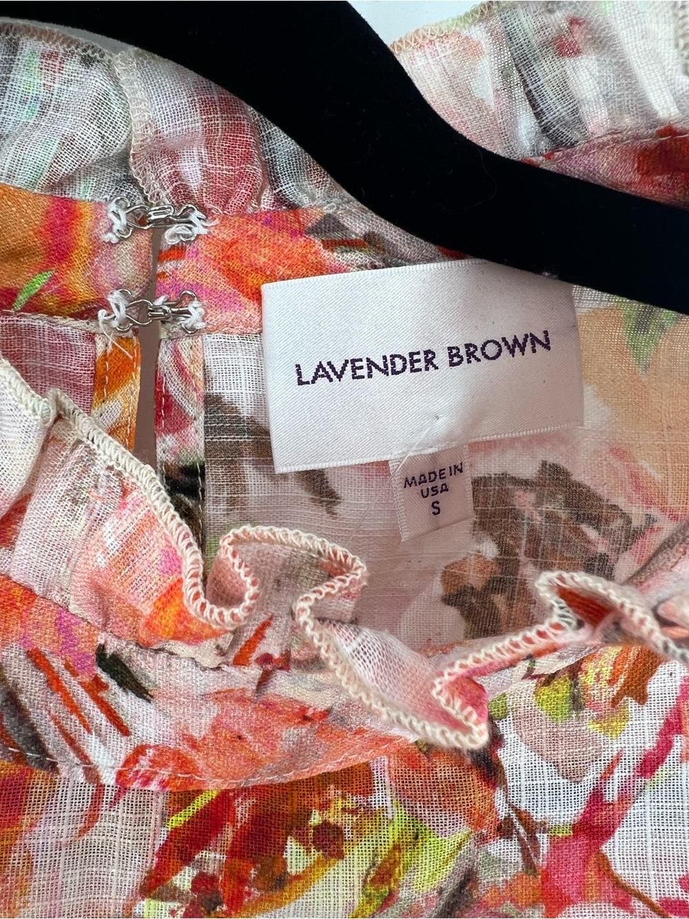 NWT Lavender Brown Orange Floral Mock Neck Blouse Size Small - Picture 3 of 5